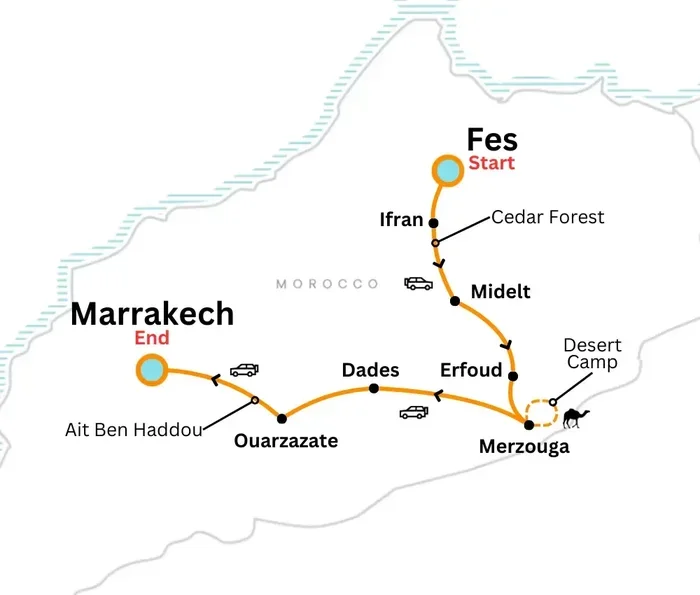 Marrakech to Fes 13 Day Tour