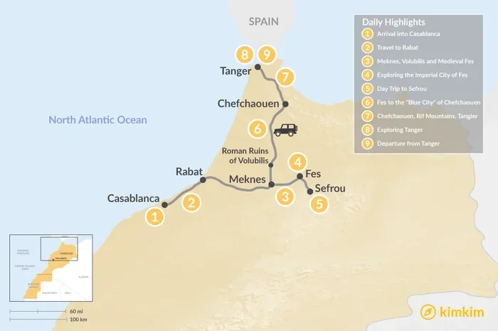 Tangier to Fes Tour Itinerary
